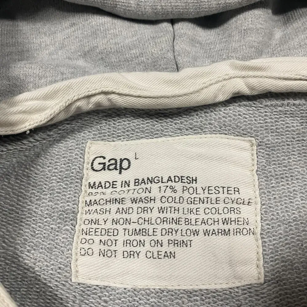 VTG Gap Hoodie Mens L Gray Henley Pullover Sweatshirt French Terry Afterhood - Picture 2 of 7